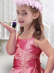 New Style Square Taffeta Little Girl Pageant Dresses with Appliques and Bubles