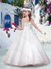 Perfect Spaghetti Straps Flower Girl Dresses with Appliques and Beading