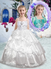 Pretty Spaghetti Straps Ball Gown Beading Flower Girl Dresses