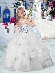 Pretty Spaghetti Straps Little Girl Pageant Dresses with Beading and Bubles