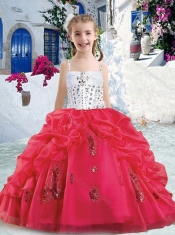 Pretty Spaghetti Straps Little Girl Pageant Dresses with Beading and Bubles