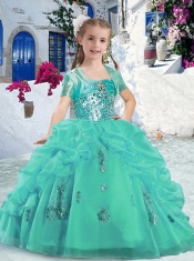 Pretty Spaghetti Straps Little Girl Pageant Dresses with Beading and Bubles