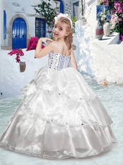 Pretty Spaghetti Straps Little Girl Pageant Dresses with Ruffles and Beading