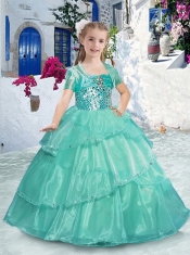 Pretty Spaghetti Straps Little Girl Pageant Dresses with Ruffles and Beading