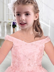 Romantic Off the Shoulder Little Girl Pageant Dresses with Appliques and Beading