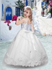Romantic Spaghetti Straps Little Girl Pageant Dress with Sashes and Beading