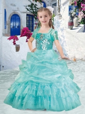 Romantic Spaghetti Straps Little Girl Pageant Dresses with Beading and Bubles