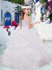 Simple Spaghetti Straps Little Girl Pageant Dresses with Appliques and Bubles