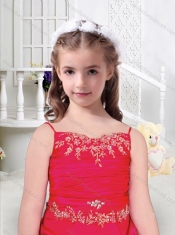 Sweet Spaghetti Straps Little Girl Pageant Dresses with Appliques and Bubles