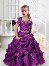 Sweet Spaghetti Straps Little Girl Pageant Dresses with Appliques and Bubles