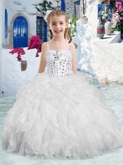 Sweet Spaghetti Straps Little Girl Pageant Dresses with Beading and Ruffles