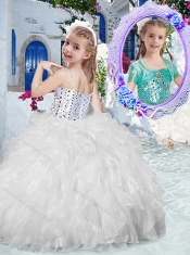 Sweet Spaghetti Straps Little Girl Pageant Dresses with Beading and Ruffles