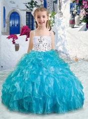 Sweet Spaghetti Straps Little Girl Pageant Dresses with Beading and Ruffles