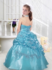 Top Selling Halter Top Little Girl Pageant Dresses with Appliques and Bubles