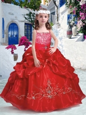 Top Selling Spaghetti Straps Little Girl Pageant Dresses with Beading and Bubles