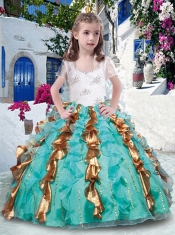 Top Selling Straps Little Girl Pageant Dresses with Beading and Ruffles