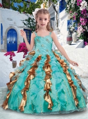 Top Selling Straps Little Girl Pageant Dresses with Beading and Ruffles