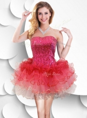 2016 Colorful Strapless Short Prom Dress with Sequins and Ruffles