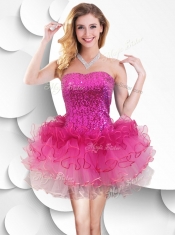 2016 Colorful Strapless Short Prom Dress with Sequins and Ruffles