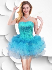 2016 Colorful Strapless Short Prom Dress with Sequins and Ruffles
