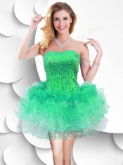 2016 Colorful Strapless Short Prom Dress with Sequins and Ruffles