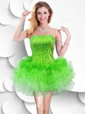2016 Colorful Strapless Short Prom Dress with Sequins and Ruffles
