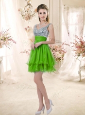 2016 Latest Straps Short Prom Dresses with Sequins for Fall