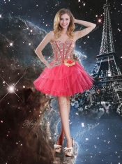 2016 Pretty Short Sweetheart Dama Dresses with Beading and Hand Made Flowers