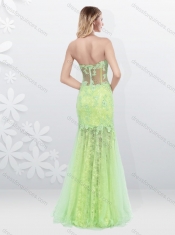 2016 Sexy Mermaid Sweetheart Brush Train Prom Dresses with Lace