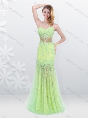 2016 Sexy Mermaid Sweetheart Brush Train Prom Dresses with Lace