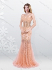 2016 Sexy Mermaid Sweetheart Brush Train Prom Dresses with Lace