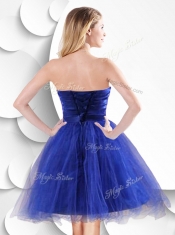 2016 Short Peacock Blue Prom Dress with Beading and Appliques