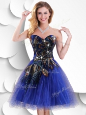 2016 Short Peacock Blue Prom Dress with Beading and Appliques