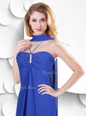 2016 Simple Spaghetti Straps High Low Blue Prom Dress with Beading
