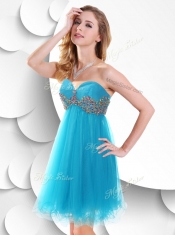 2016 Sweet Short Baby Blue Prom Dress with Beading