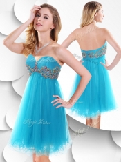 2016 Sweet Short Baby Blue Prom Dress with Beading