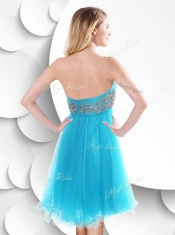 2016 Sweet Short Baby Blue Prom Dress with Beading
