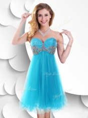 2016 Sweet Short Baby Blue Prom Dress with Beading