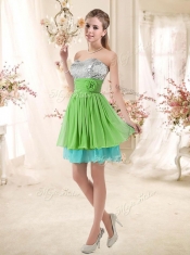 Affordable Sweetheart Short2016 Dama Dresses with Sequins and Belt