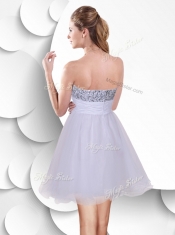 Beautiful Short 2016 Dama  Dress with Sequins and Hand Made Flowers