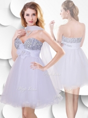 Beautiful Short 2016 Dama  Dress with Sequins and Hand Made Flowers