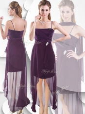 Latest Spaghetti Straps High Low 2016 Dama Dress in Burgundy