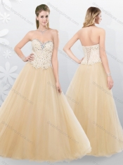 Lovely A Line Beading 2016 Prom Dresses in Champagne