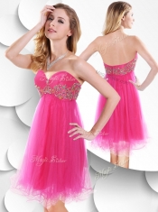 Sexy Sweetheart Hot Pink Short Prom Dress with Beading
