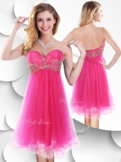 Sexy Sweetheart Hot Pink Short Prom Dress with Beading