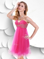 Sexy Sweetheart Hot Pink Short Prom Dress with Beading