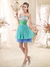 Sweet Short Multi Color 2016 Dama Dresses with Sequins and Hand Made Flowers