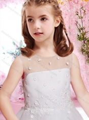 2016 Modest Scoop Ankle Length Tulle Adorable Little Girl Pageant Dress with Appliques