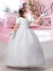 2016 Popular Square Ankle Length Adorable Little Girl Pageant Dress with Beading