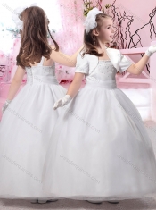 2016 Popular Square Ankle Length Adorable Little Girl Pageant Dress with Beading